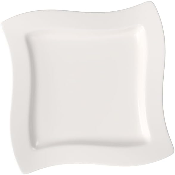 Villeroy & Boch New Wave Square Salad Plate, 9.5 in, Premium Porcelain, White