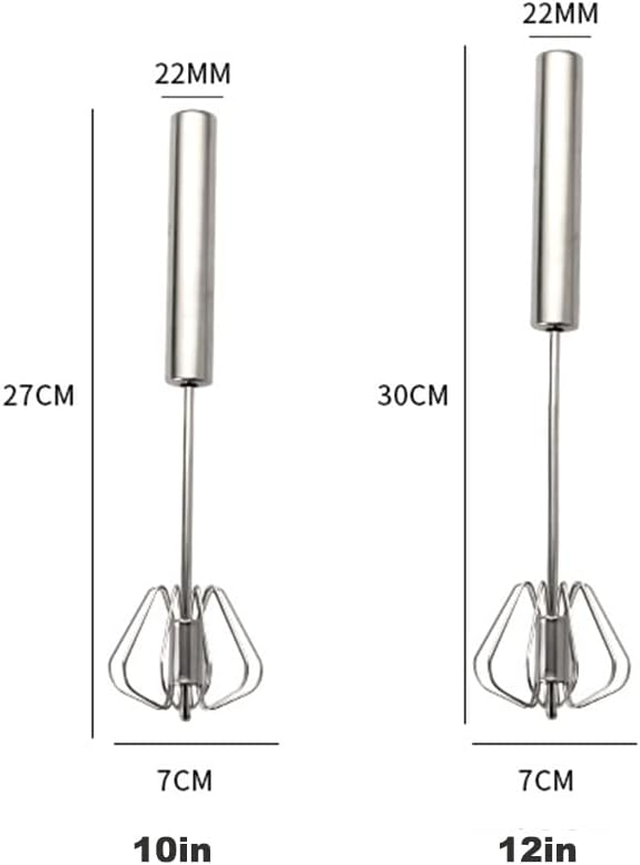 Stainless Steel Egg Whisk, Digead Hand Push Rotary Whisk Blender, whisks for cooking, Hand Push Mixer Stirrer for Blending, Whisking, Beating & Stirring (10+12in)