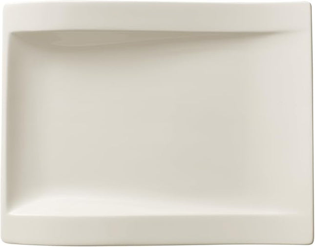 Villeroy & Boch New Wave Large Rectangular Salad Plate, 10.25 x 7.75 in, Premium Porcelain, White
