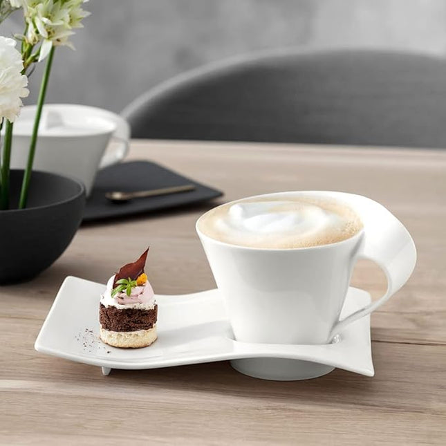 Villeroy & Boch NewWave Caffé Collection Small Cappuccino Cup, Premium Porcelain, Made in Germany, 5 x 3.75 x 3.25 in, 5 oz Capacity, Rich, Creamy White