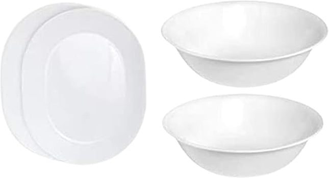 Corelle 12-1/4-Inch Serving Platter, Winter Frost White - 2-Pack with 2-Quart Serving Bowl, Winter Frost White 2PK - Set of 4