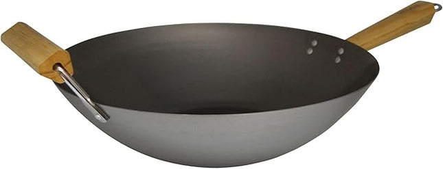 Imusa 14in Carbon Steel Wok with Wood Handles