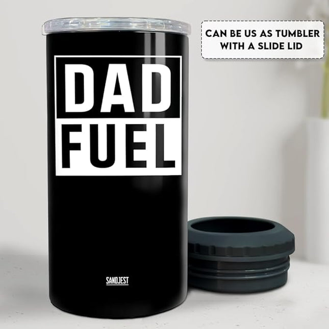 SANDJEST 4-in-1 Tumbler Gifts for Dad from Daughter Son - 12oz Dad Fuel Can Cooler Tumblers Travel Mug Cup - Stainless Steel Insulated Cans Coozie Christmas, Birthday, Father's Day Gift for Daddy