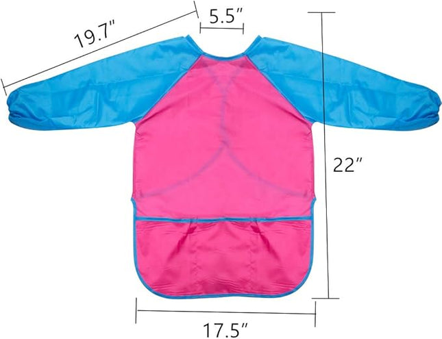 CUBACO Kids Painting Apron, 2pcs Waterproof Art Smocks For Child 3-8 Years, Kids Smocks for Painting Aprons with Long Sleeve