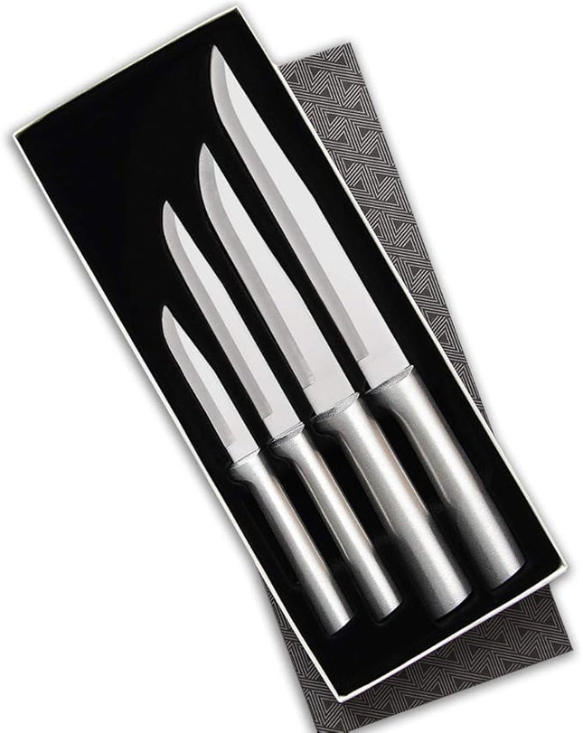 Rada Cutlery 4-Piece Wedding Register Knife Gift Set (S04), Stainless Steel Hollow Ground Blades, Made in USA, Silver Handles