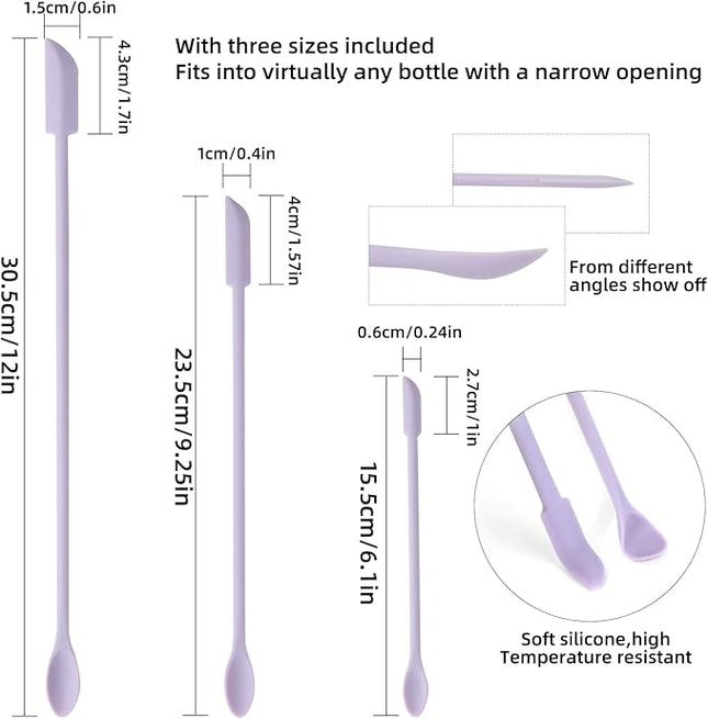 6 Pieces Multi Size Makeup Spatula, Beauty Spatula, Mini Small Silicone Spatula Set for Beauty and Kitchen, Tiny Scraper for Jar, Kitchen Bottles, Cosmetic (Lavender)