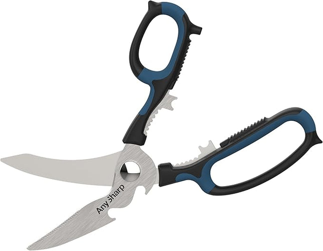 AnySharp 5-in-1 Multi-Function Kitchen Shears - Kitchen Scissors Heavy Duty with Hardened Steel Blades - Cut Chicken Bones and Thick Fabrics - Grip for Both Left and Right Handed - Dishwasher Safe