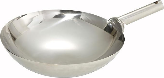 Winco Stainless Steel Welded Joint Wok, 14-Inch