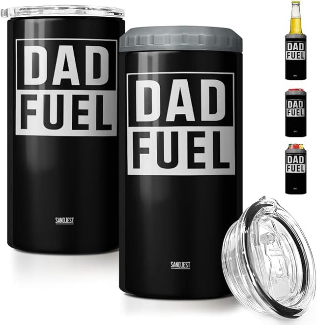 SANDJEST 4-in-1 Tumbler Gifts for Dad from Daughter Son - 12oz Dad Fuel Can Cooler Tumblers Travel Mug Cup - Stainless Steel Insulated Cans Coozie Christmas, Birthday, Father's Day Gift for Daddy