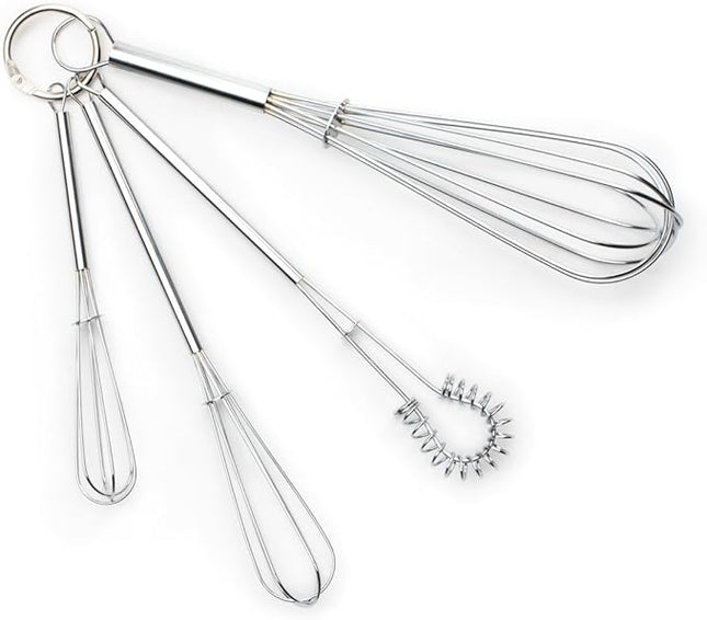 Fox Run Mini Whisks, Chrome Plated, Set of 4, Metallic, 8 x 2 x 1.75 inches
