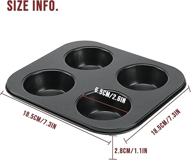 Air Fryer Muffin Pan, Nonstick Cupcake Baking Pan for Counter Top Oven Small Oven, Black, 2 Pack