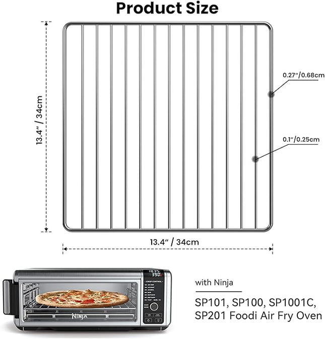 13.4'' x 13.4'' Wire Rack for Baking with Ninja SP101, SP100, SP1001C, SP201 Foodi Air Fry Oven, Stainless Steel Wire Rack for Cooking, Oven Racks Replacements for Ninja Air Fryer Replace