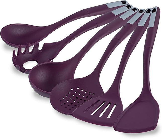 Restaurantware-Met Lux Kitchen Utensil Set, 1 Silicone Utensil Set - Consists 6 Pieces, High-Heat Tolerance, Purple Silicone Kitchen Utensils, For No-Stick Cookware