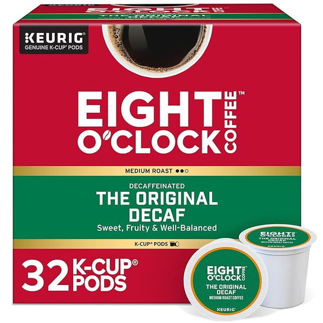 Eight O'Clock Coffee The Original Decaf, Single-Serve Keurig K-Cup Pods, Medium Roast Coffee Pods, 1 Count (Pack of 32)