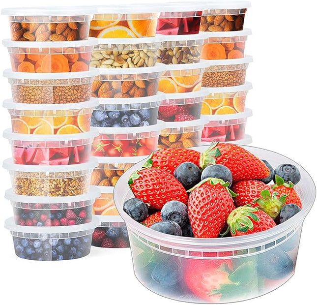 [8 oz. -24 Pack] Glotoch 1 Cup Soup Containers with Lids, Eco-Friendly Plastic Take Out Bowls, Microwave, Freezer & Dishwasher Safe, BPA-Free