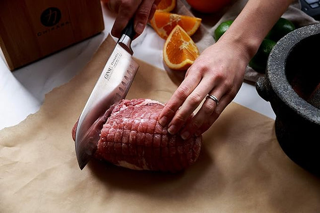 Ginsu Chikara Series Forged 8-Piece Japanese Knife Set, Black - Premium Cutlery Set with 420J Stainless Steel Kitchen Knives and Bamboo Block