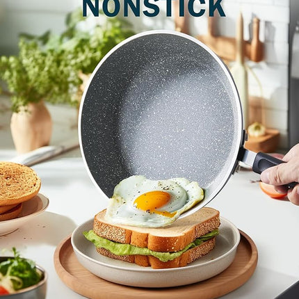 Cook N Home 10 Inch Nonstick Fry Pan, Skillet with Stay Cool Silicone Handle, Heavy Gauge Aluminum, Induction Compatible, Oven Safe, Easy Clean Frying Pan