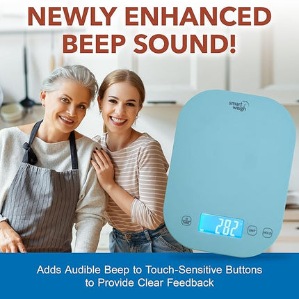 Smart Weigh Blue Digital Kitchen Scale for Cooking, Weight Loss, Calorie Tracking, Baking, Food Portion Control, and Meal Prep - Accurate Measurements in Grams and Ounces