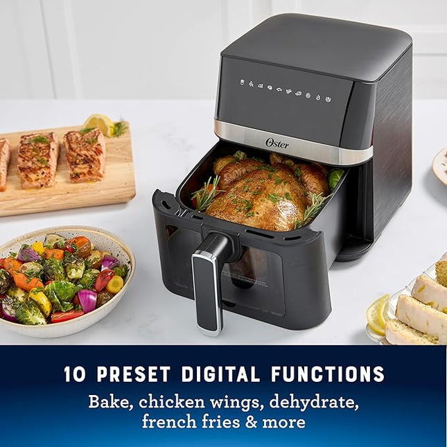 Oster Compact Air Fryer, 4-Quart Digital Airfryer with Window, Easy-to-Use Countertop Air Fryer