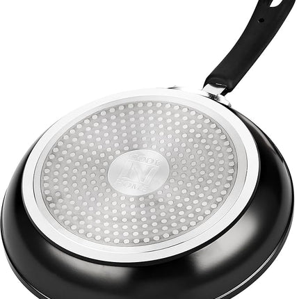 Cook N Home 10 Inch Nonstick Fry Pan, Skillet with Stay Cool Silicone Handle, Heavy Gauge Aluminum, Induction Compatible, Oven Safe, Easy Clean Frying Pan