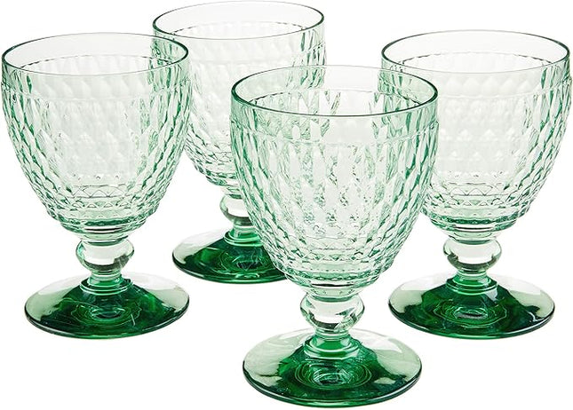 Villeroy & Boch Boston Green Crystal Goblets, Set of 4