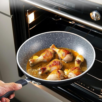 Cook N Home 10 Inch Nonstick Fry Pan, Skillet with Stay Cool Silicone Handle, Heavy Gauge Aluminum, Induction Compatible, Oven Safe, Easy Clean Frying Pan