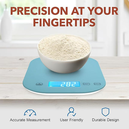 Smart Weigh Blue Digital Kitchen Scale for Cooking, Weight Loss, Calorie Tracking, Baking, Food Portion Control, and Meal Prep - Accurate Measurements in Grams and Ounces