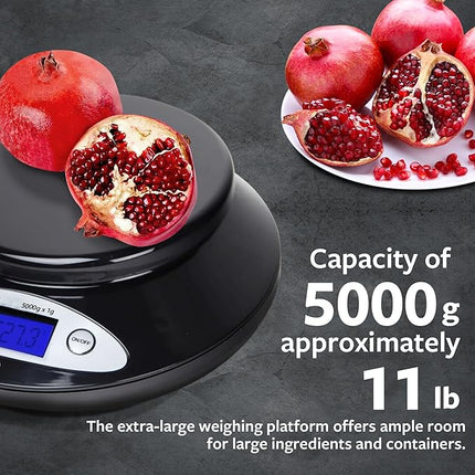 Smart Weigh Food Kitchen Scale with Bowl,11lb x 0.1oz / 5000 x 1grams, Digital Weight Scale for Baking,Cooking for Ounces and Grams