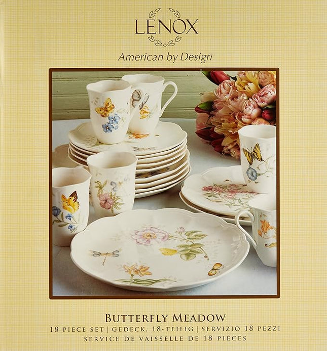 Lenox 6342794 Lenox Butterfly Meadow 18-Piece Dinnerware Set White