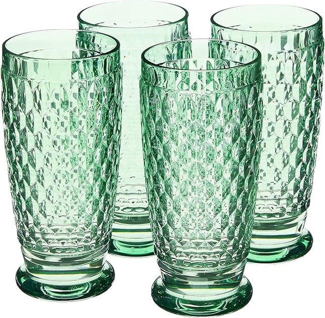 Villeroy & Boch Boston Green Crystal Highball Glasses, Set of 4